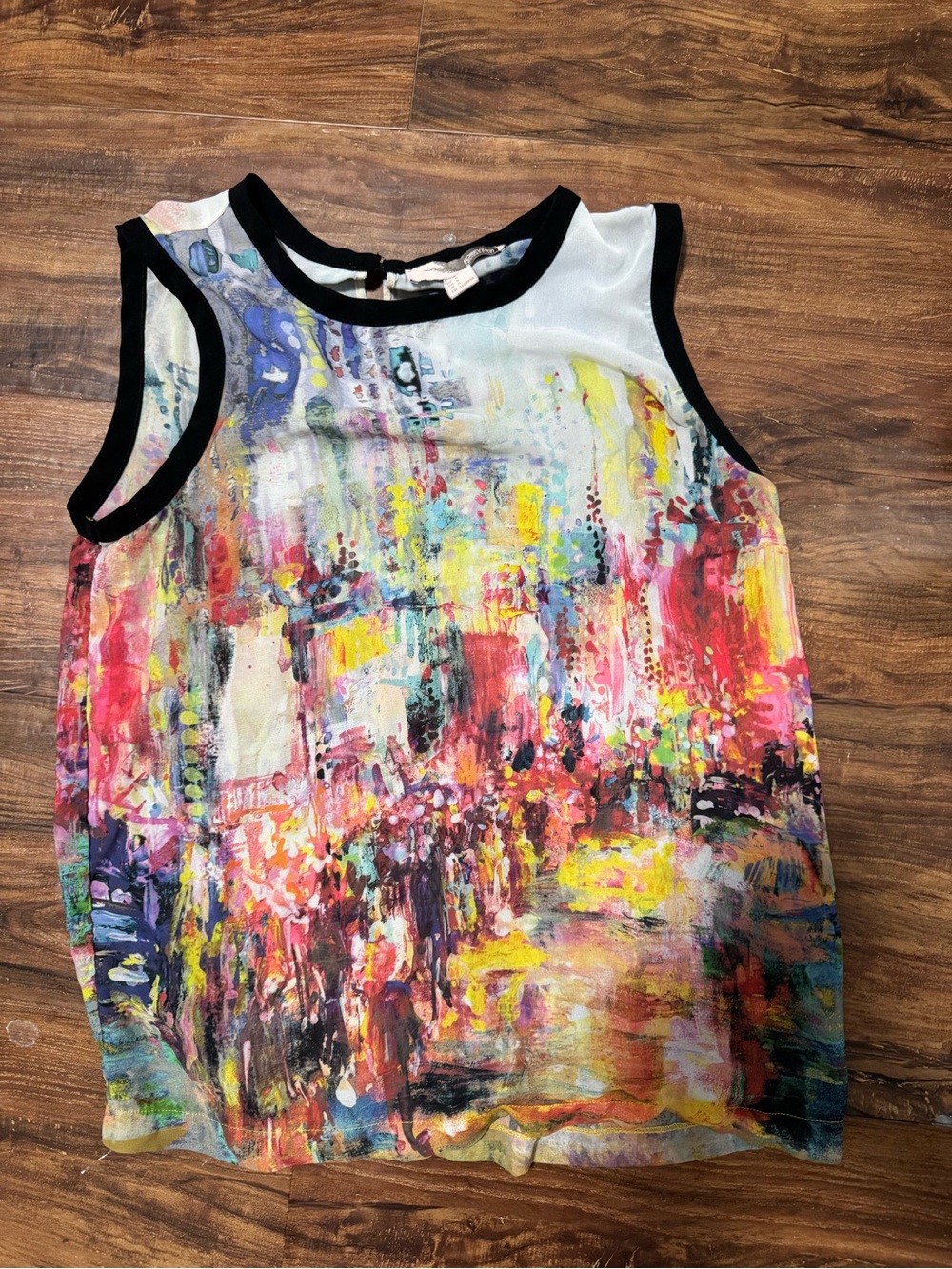 Forever 21 Abstract Cityscape Impressionist Print Sleeveless Blouse